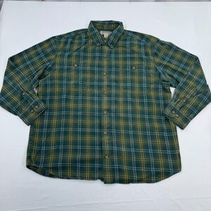 Duluth Trading Free Swinging Flannel Shirt Mens XL Green Plaid Relaxed 52007